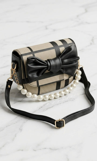 Elegant Pearl Chain Bow Handbag