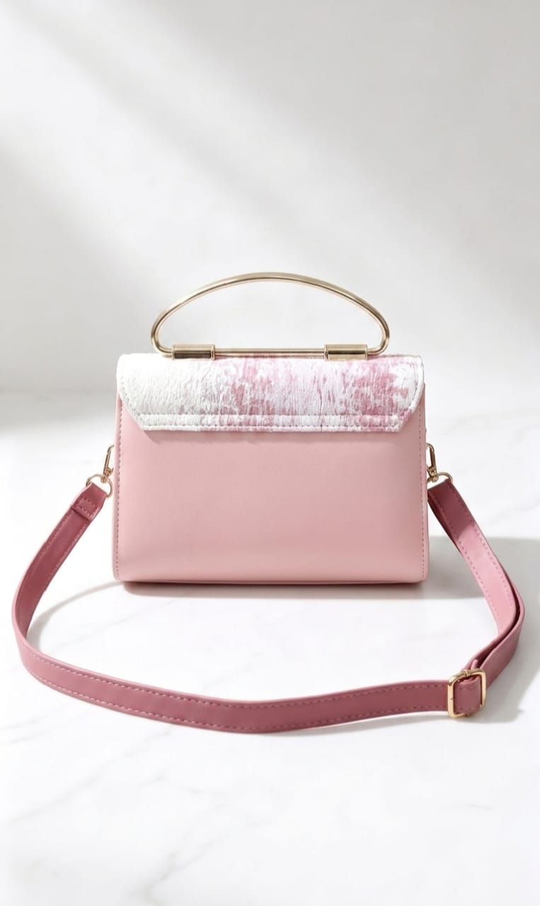 Elegant Textured Handbag with Gold Handle
