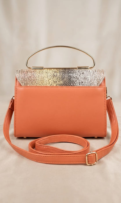 Elegant Textured Handbag with Gold Handle